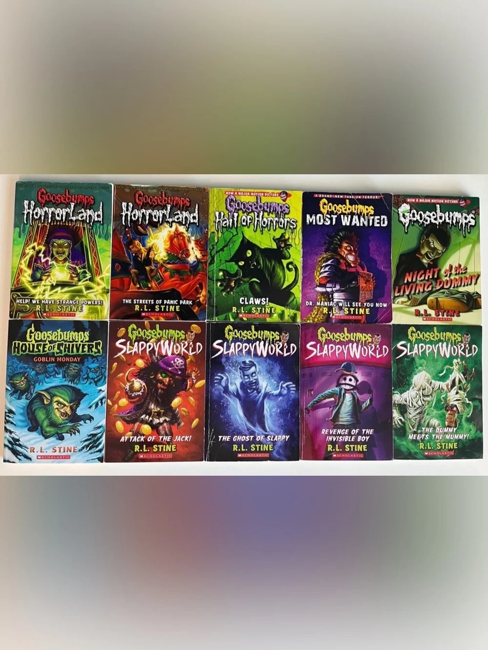 10x Goosebumps Books Slappyworld Horrorland Hall of Horrors Living Dummy